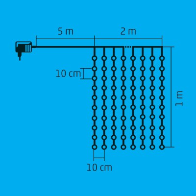 LED-es jégcsap fényfüggöny, 2x1m, IP44, 230V - KAF 210LC